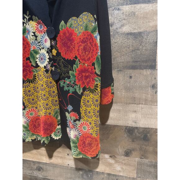 Vintage Moonlight Black & Red Floral Print Bohemian Blouse - Size XL - Picture 7 of 9